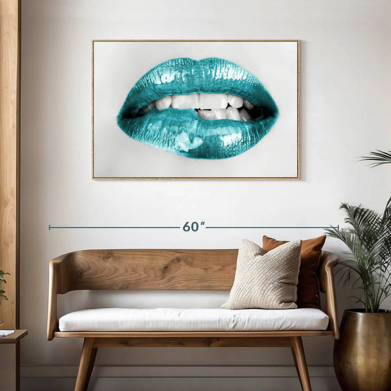 Bouche à lèvres, Cadre flottant en bois naturel, 43 po x 29 po