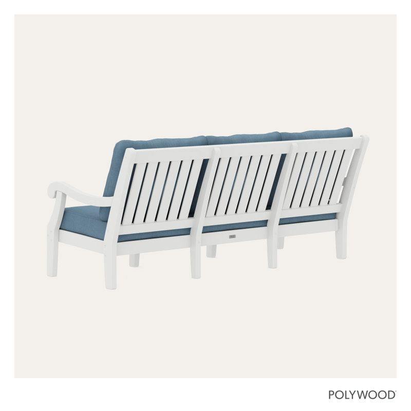 Canapé POLYWOOD x Birch Lane Verlyn, Coussin bleu ciel / structure blanche