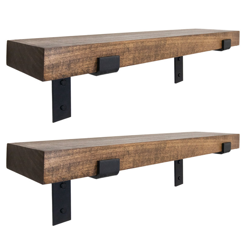 Dellaney 2 Piece Poplar Solid Wood Bracket Shelf, 2" H x 53" W x 4.5" D