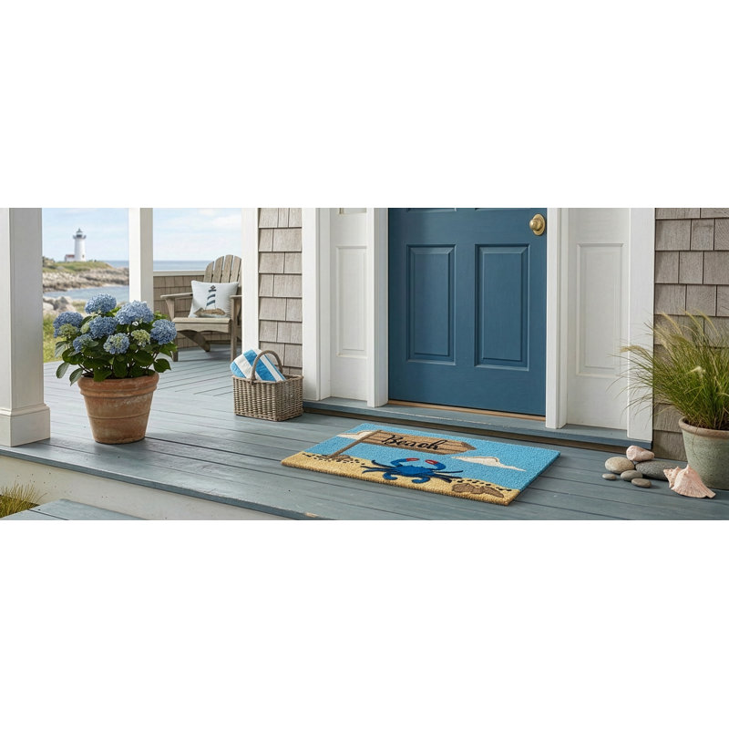 Beach Sign Crab Outdoor Doormat