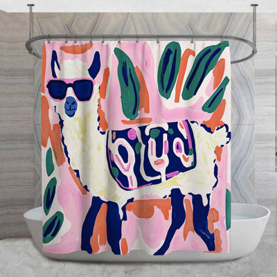 Rideau de douche en forme de lama éclectique