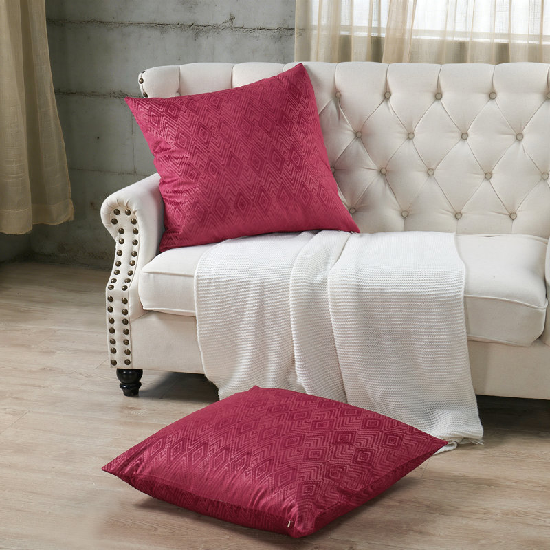 Ikat Velvet Euro Throw Pillow Covers, Garnet