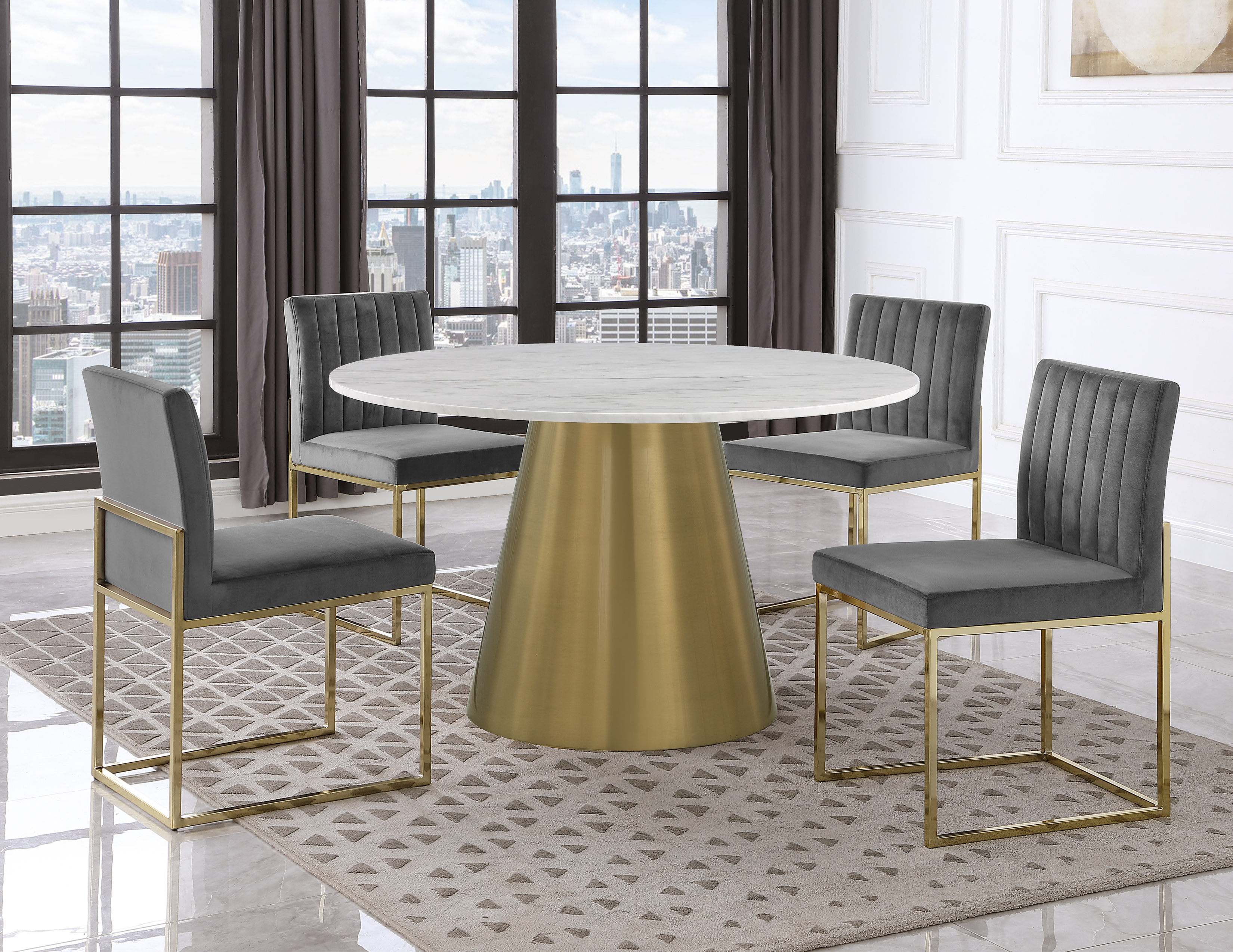 Everly Quinn 5 Piece Pedestal Dining Set Wayfair