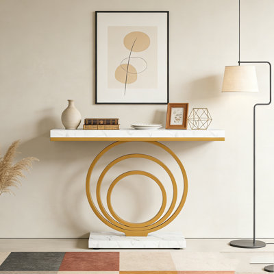 Narrow Entryway Sofa Table with Ring Base