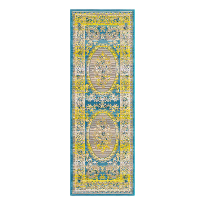 Blue Cahuita Indoor/Outdoor Traditional Rug, Runner 2' x 6'