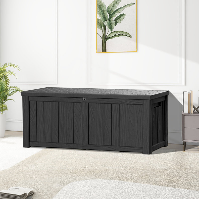 Black 120 Gallon Lockable Resin Outdoor Deck Box