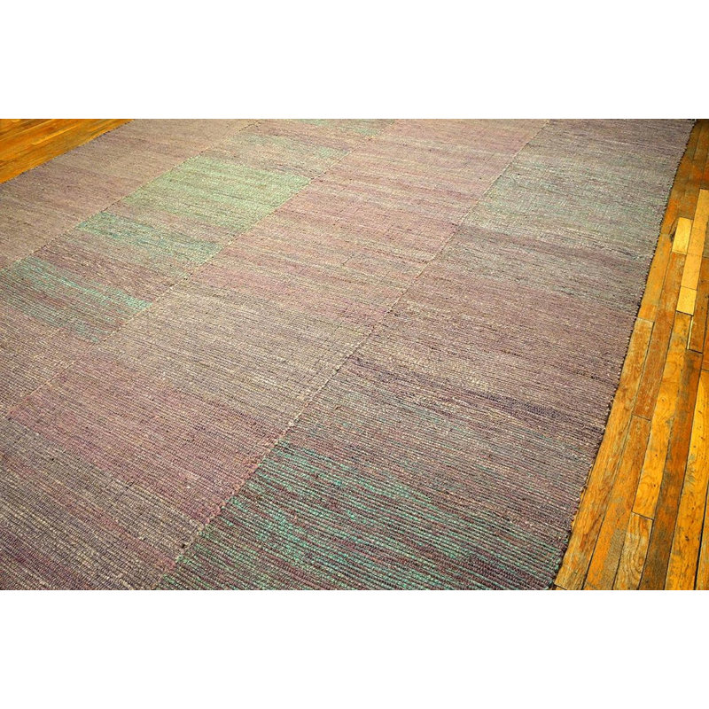 Awesome Rose-Green Color Contemporary Handwoven Wool Shaker Style Flat Weave Rug 10'0" x 13'8"