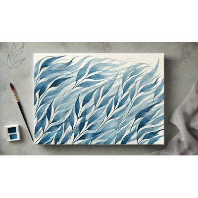 Blue Leaf Garden Botanical Canvas Wall Art Prin