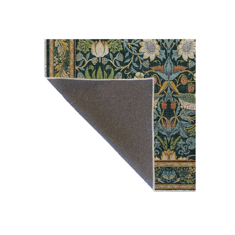 Tapis multicolore multicolore à motif floral et oiseau lavable à la machine, Carré 3 pi 3 po