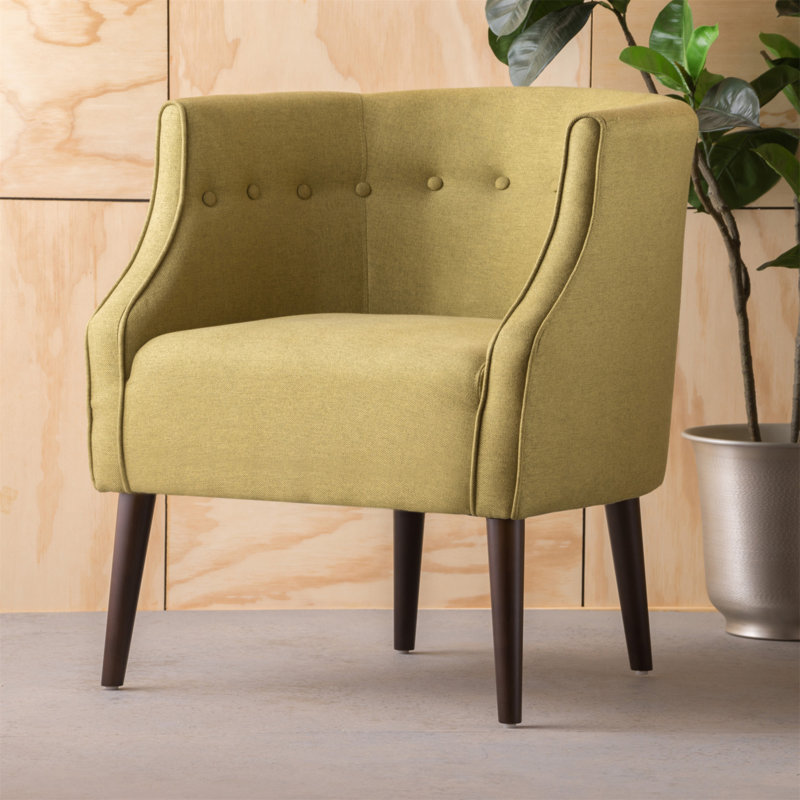 Fauteuil demi-tonneau Kamdyn, Tissu vert