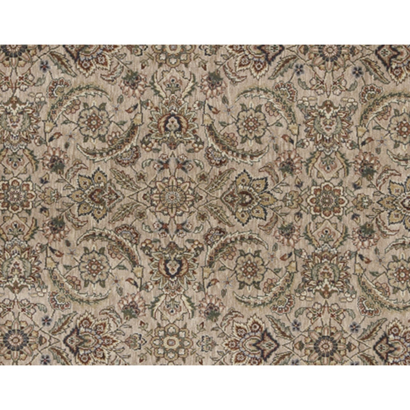 Hand Knotted Wool Area Rug in Beige And Wine