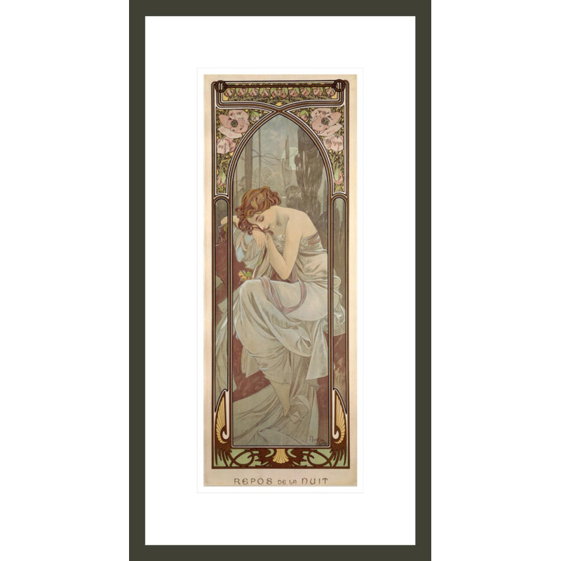 «The Times of the Day: Night’s Rest» (1899) par Alphonse Mucha, impression giclée encadrée, H 21,75 po x l 11,71 po