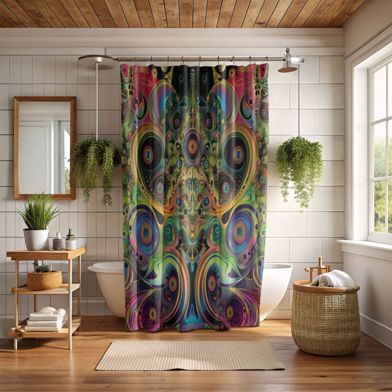 Trippy Graphiques - Rideau de douche Premium, H 74 po x l 71 po