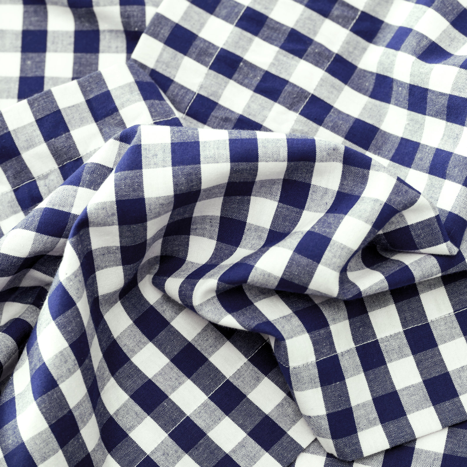 Alula Plaid Room Darkening Cotton Curtain Set, 50" W x 63" L, Navy Blue