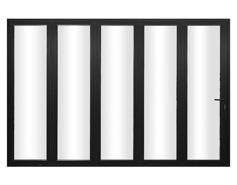 Porte pliante en aluminium noir à 5 panneaux de 144 po x 96 po KaMic Elite-Fold, H 95,5 po x l 143,5 po x P 3,5 po