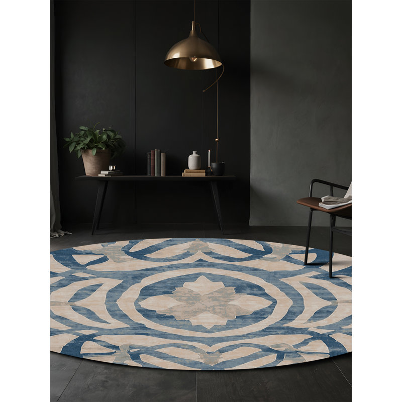 Machine Washable Gray Area Rug, Round 7'