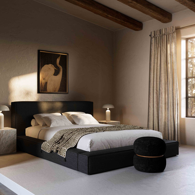 Lit en lin Olafur, Grand, Noir