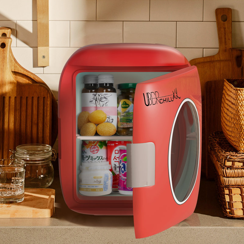 Uber Appliance 0.32 Cubic Feet Portable Countertop Mini Fridge, Red