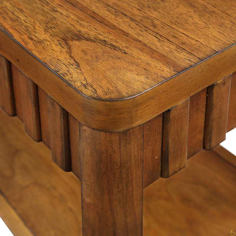 Rectangular End Table With Storage Shelf, Sofa Side Table With Solid Wood Legs