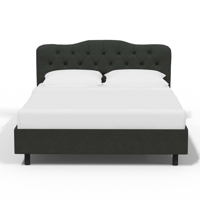 Pires Upholstered Platform Bed, King, Classic Black Linen