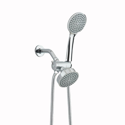 Ensemble de douche double Mosson de 10 cm avec douchette et boyau de 150 cm en chrome poli