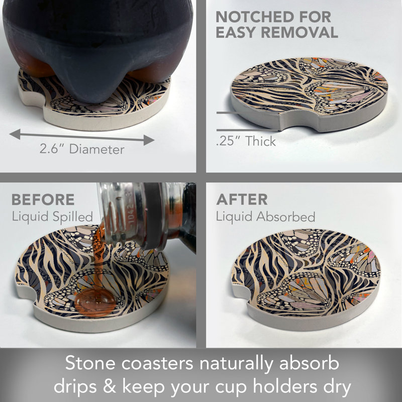 Sous-verre simple pour voiture Dakota Fields Zebra Butterflies