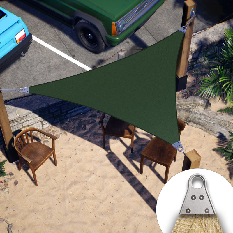 Green High-Density Polyethylene Triangle Shade Sail with Stainless Steel Rings