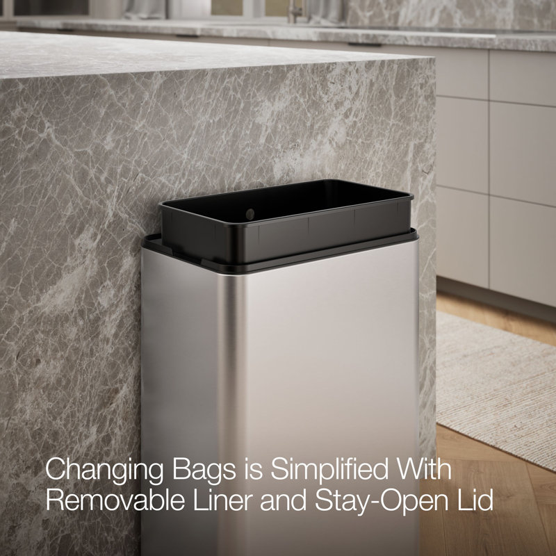 13-Gallon Touchless Stainless Steel Trash Can, Stainless