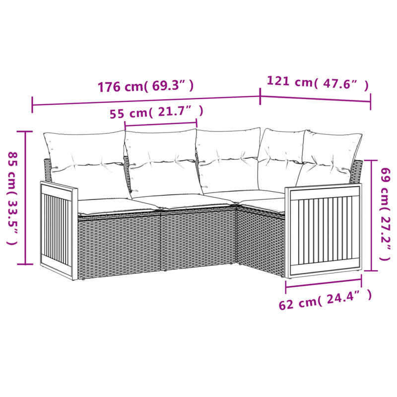 Vidaxl Garden Sofa Set Black, Cream White