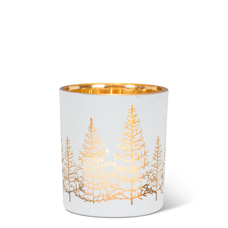 Porte-bougie or sur fond noir, Blanc / or, H 3 po x l 3 po x P 3 po