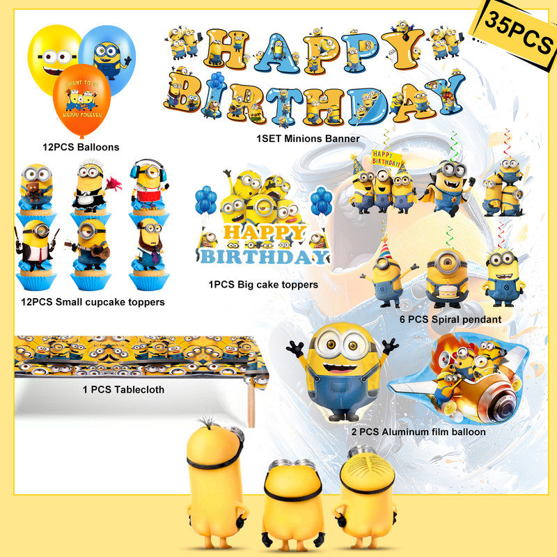 Minions Party Supplies, 35Pcs Minions Birthday Decorations