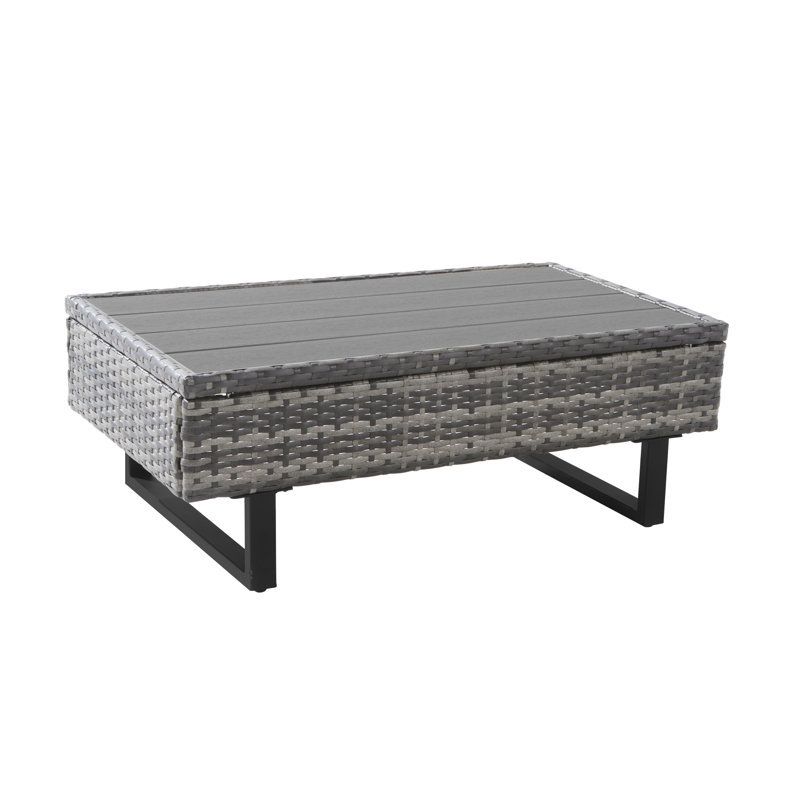 Krisy Rattan 5 - Person Seating Group With Cushions, Dark Grey, Grey/Black
