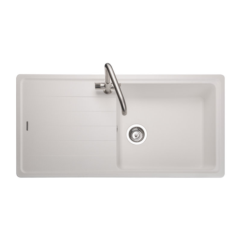 Elements Single Bowl Inset Kitchen Sink, White