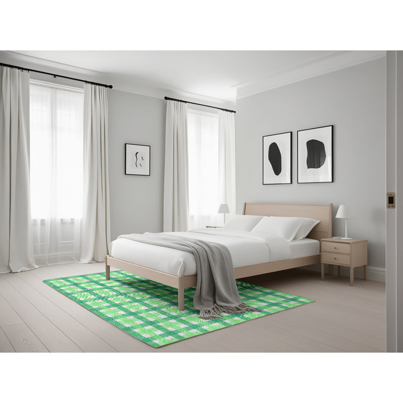 Tapis vert à motif écossais Kimura, Rectangle 5 pi x 7 pi