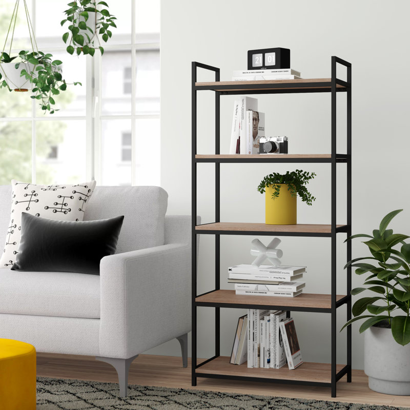 Chew Stoke 140cm H x 63cm W Etagere Bookcase, Brown/Black