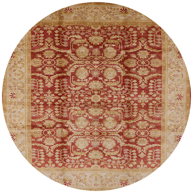 Tapis oriental rouge / brun clair, Rond 8 pi