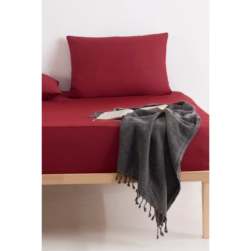 Ensemble de draps 100% coton à densité de tissage 142 Fizaa, Ensemble de draps pour lit double avec 2 taies d'o