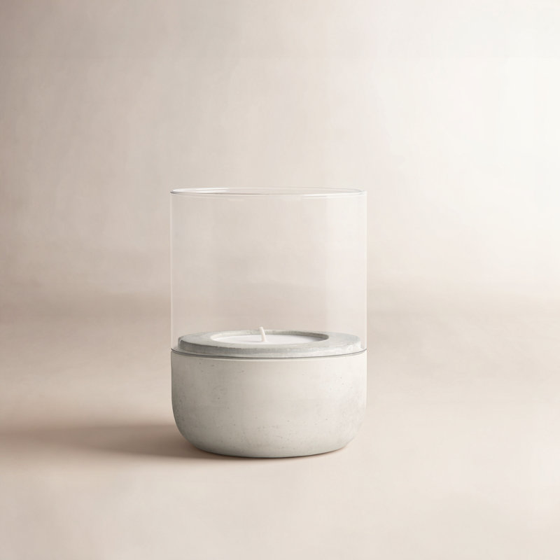 Calma Hurricane Candle Holder, 5.5" H x 3.9" W x 3.9" D, Lily White