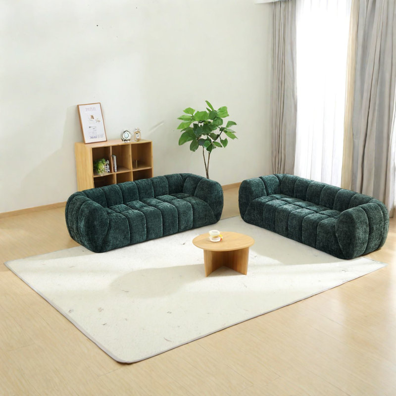 Canapé confortable en chenille, design moderne vert pour les salons