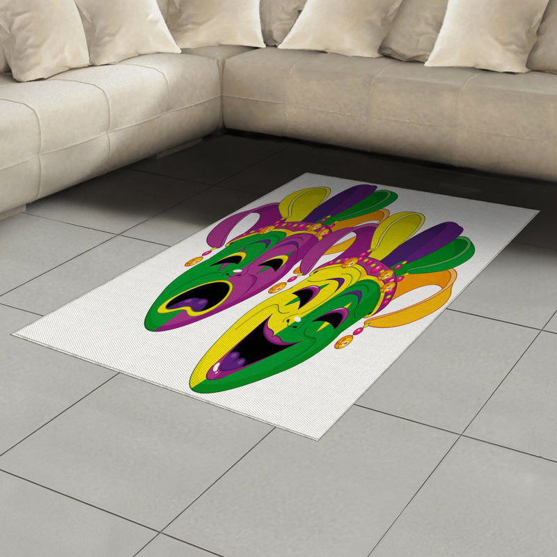 Mardi Gras High Density Long Fiber Poly Threads Decorative Area Rug Carpet, Rectangle 4' x 5'8"