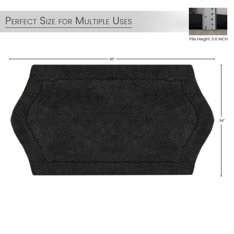 Tapis pour salle de bain Morissette, L 24 po x L 40 po, Noir, noir, noir, noir