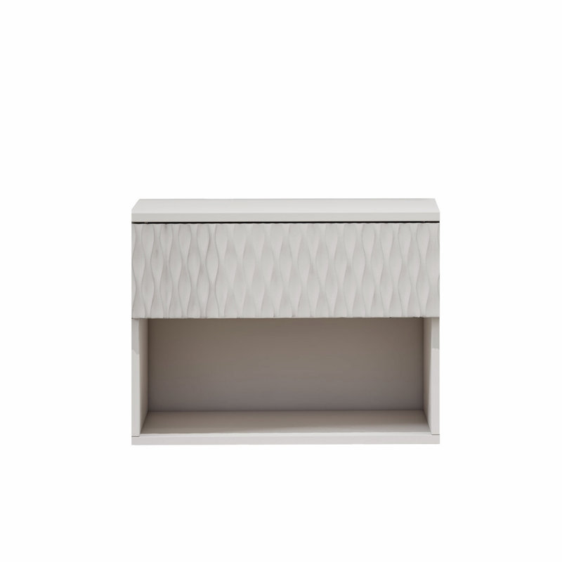 Ensemble de 2 tables de chevet murales avec tablette ouverte, Blanc ancien