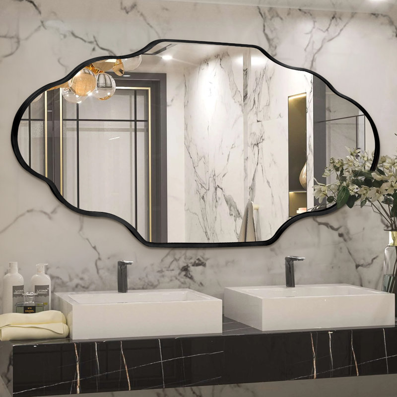 Oval Bathroom Mirror, Aluminium Frame Vanity Mirror with 4mm HD Shatterproof Glass, Wall Mounted Portrait or Landscape, Black