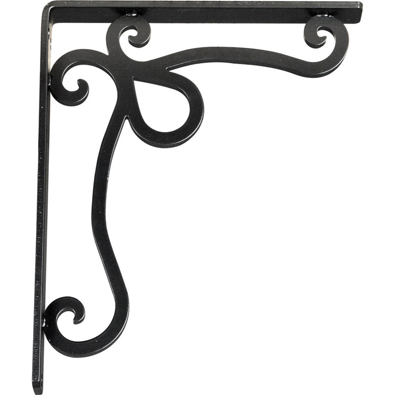 Support en fer forgé Orleans, H 12 po x l 1,5 po x P 10 po, Noir