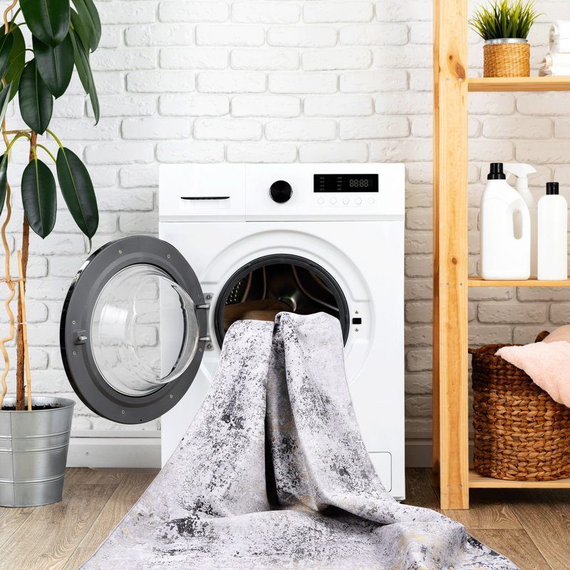 Machine Washable Rugs, Low-pile, Non-slip, Soft And Fluffy, Foldable, For Living Room - Gray Area Stain , Perfect Bedroom, Room, Kitchen, Dining