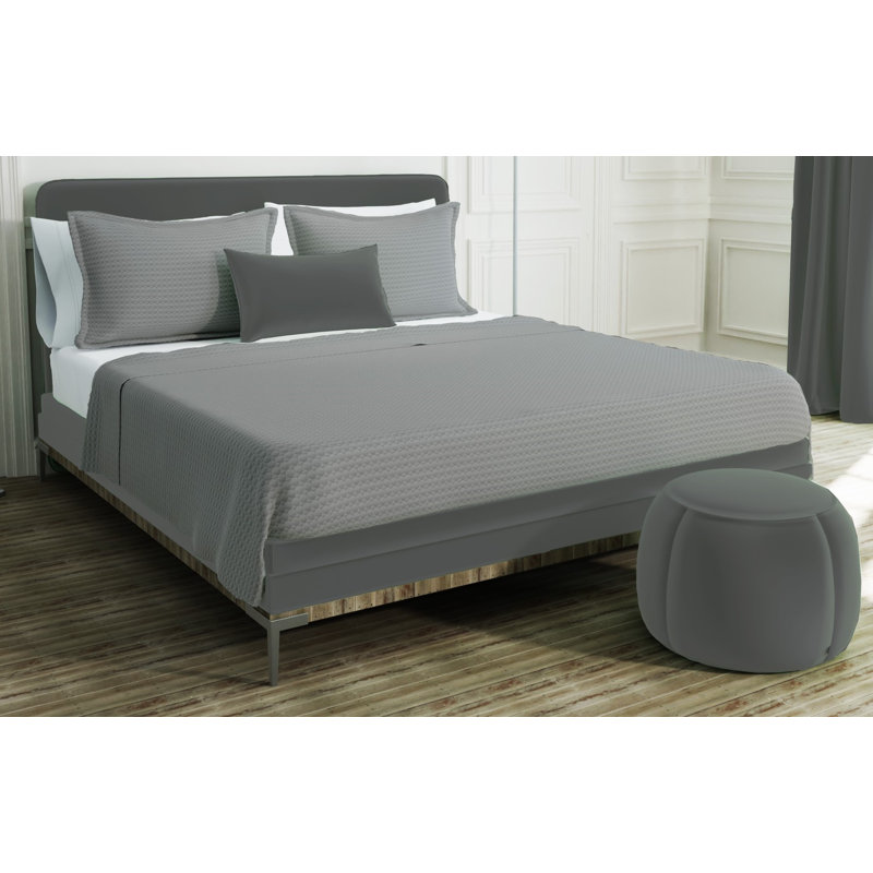 Luxury Cottons Cotton Flatweave Geometric Coverlet, Gray, Twin Coverlet