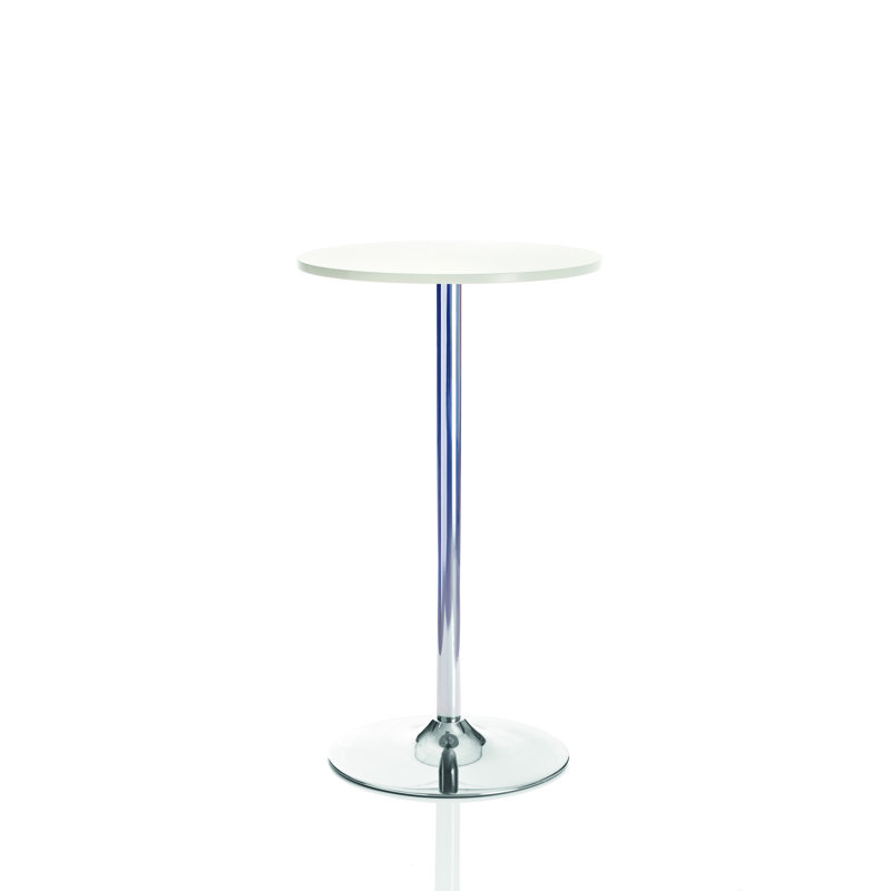 Astral Round Metal Base Dining Table, High Gloss White
