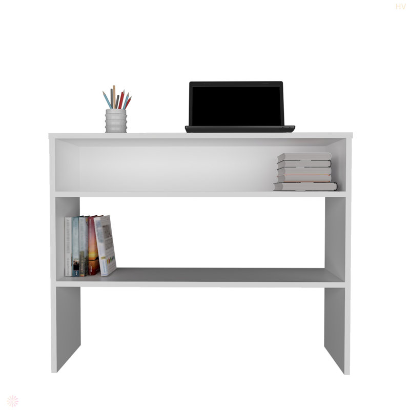 39" Wide 2-Tier Shelf Narrow Console Table, Entryway Table, White