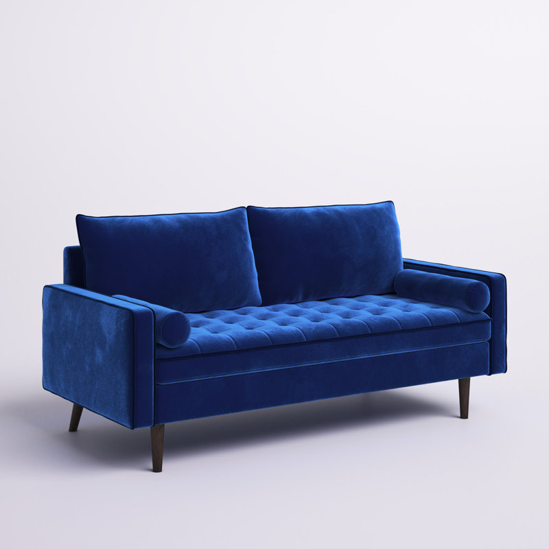 Keba 70'' Velvet Sofa, Blue Velvet