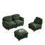 Canapé d'angle modulaire 3 places à effet nuage, chenille verte, pouf-1177633472-1177633487